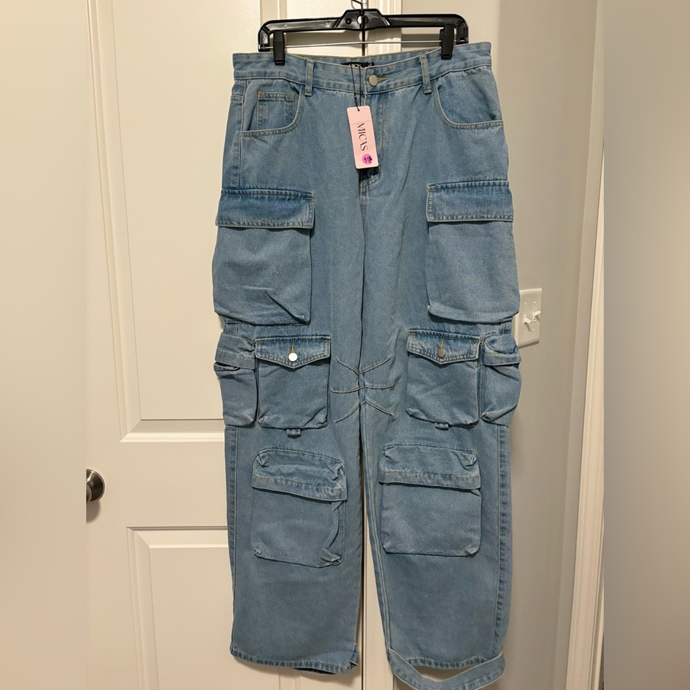 MICAS DENIM MID RISE POCKET STRAIGHT LEG CARGO JEANS NWT XXL - Picture 3 of 10